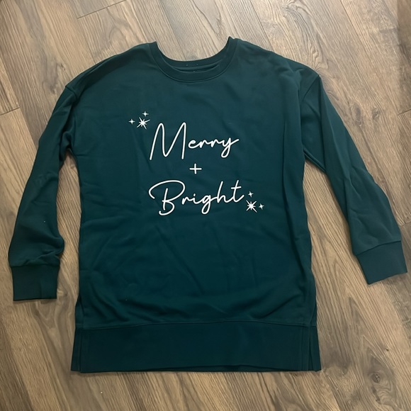 Ellen Tracy Merry & Bright Holiday pullover sweater dark green - Picture 2 of 4